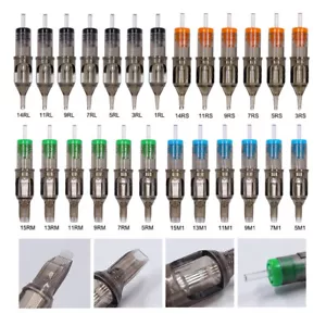 10,20,50,100 piezas cartucho de aguja desechable aguja de tatuaje estéril RL,RS,M1,RM - Imagen 1 de 10