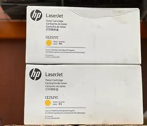 Joblot x 2 Genuine HP CE252YC Yellow Toner Cartridge HP LaserJet CP3525 CM3530 - Picture 1 of 3