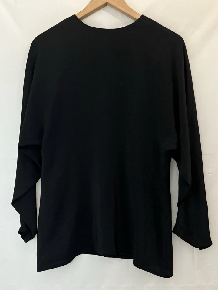 Ann Tjian For Kenar 100% Silk Black Minimalist Goth Blouse Shirt US 8 UK 12 - Image 1 of 4