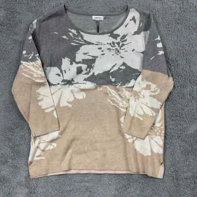 Suéter para mujer Calvin Klein 2XL tejido intarsia bloque de color cuello redondo floral nuevo con etiquetas Foto 1 de 4