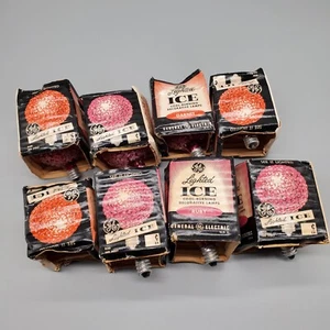 8 Vintage GE Ice Christmas Replacement Light Bulbs Red Pink Tested Works - Picture 1 of 6