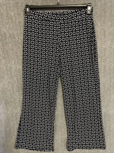 NY Collection Pants Womens Medium Black Wide Leg Pull On Career Geometric - Picture 1 of 10