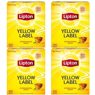 NEW 4 BOXES TEA LIPTON YELLOW LABEL 100 TEA BAGS (Total 400 Tea Bags) FAST SHIPP - Image 1 of 4