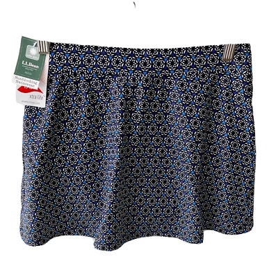 Falda de natación LL BEAN para mujer talla 8 azul/negro patrón UPF 50 corta ligera Foto 1 de 4