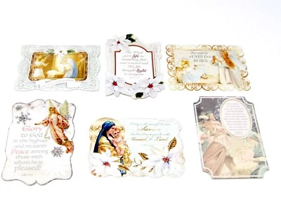 Punch Studio 12 Die-Cut Christmas Cards Antique Ephemera Glory to God  65250 - Image 1 of 3