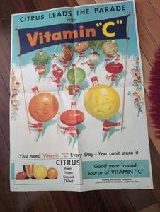 Citrus Leads the Parade With Vitamin C Vintage Poster Florida Citrus - Bild 1 von 1