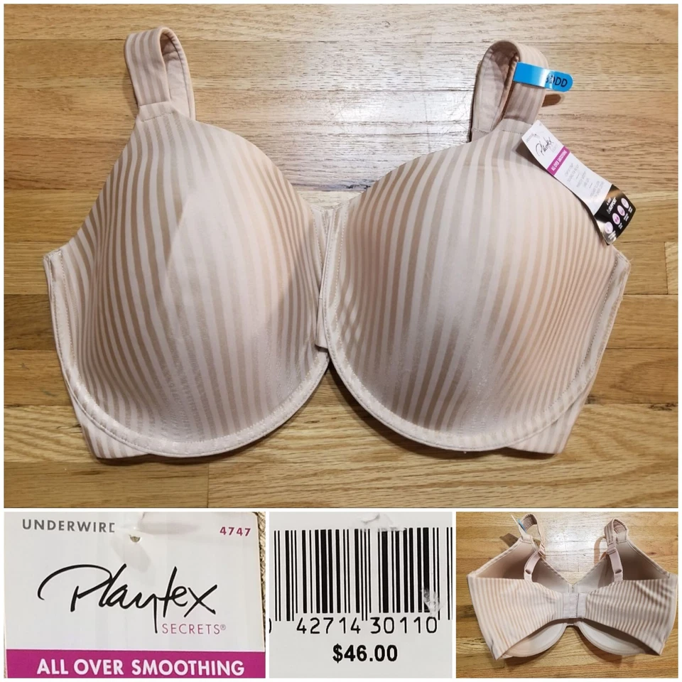 Playtex Size 36 D Secrets Perfectly Smooth T-shirt Black Underwire Bra US4747
