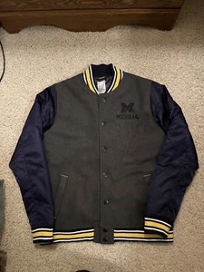 Gen 2 Michigan Wolverines Letterman Button Jacket Gray Blue Youth L Mens Small - Picture 1 of 6