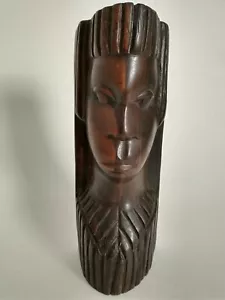 Wooden African Woman Head Sculpture Handcarved Heavy - Picture 1 of 6