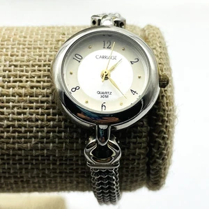 Carriage Womens Quartz Watch Silver Tone Round Face Water Resistant Mesh Band - Picture 1 of 7