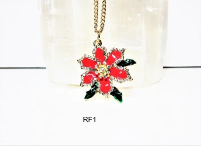 Collar Flor Roja Flor de Pascua Navidad Colgante Collar Regalo para ella Foto 1 de 4