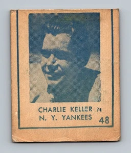 1948 R346 Blue Tint #48 Charlie Keller (Hand Cut) Vintage Baseball Card - Picture 1 of 2