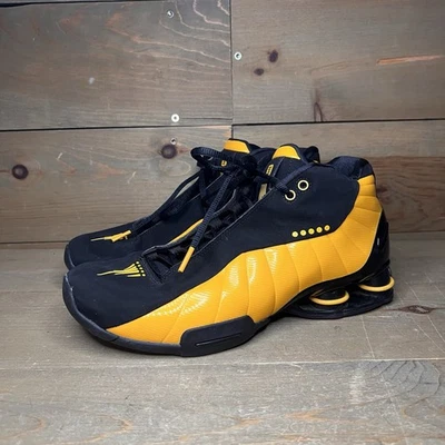 Tênis Nike Shox BB4 preto dourado universitário AT7843-002 masculino tamanho 8,5 EUA - Imagem 1 de 4