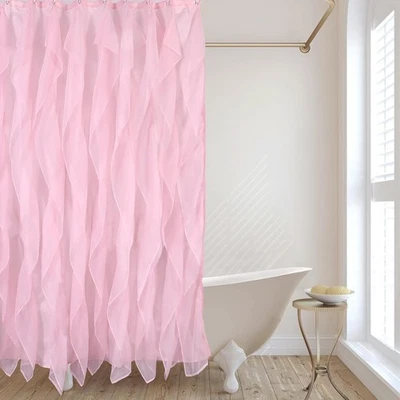 Cortinas de ducha con volantes rosas para baño granja cortina de ducha transparente,  Foto 1 de 4