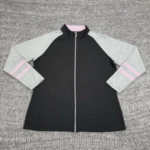 Footjoy Jacket Womens XL Black Gray Performance Golf Full Zip Mock Neck Outdoor - Picture 1 of 8