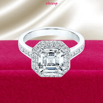 950 Platinum IGI GIA Certified Lab Grown Diamond Wedding Ring 2.70 CT Asscher - Image 1 of 4