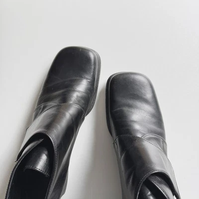 Botas de tornozelo vintage Franco Sarto Y2K couro preto biqueira quadrada tamanho 8.5 - Imagem 1 de 4