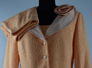 St. John Größe 10/6/M Strick 3-teiliges Anzug Set Rock Blazer Top Pfirsich Schimmer Blume - Bild 1 von 24