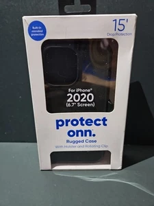 Onn iPhone 2020 6,7" robuste Handyhülle mit integriertem mikrobiellen Schutz, schwarz - Bild 1 von 4