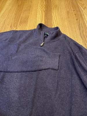 Brooks Brothers Men’s 1/4 Zip Sweater Purple Cotton Cashmere Blend Size Large - Image 1 of 4