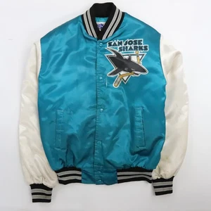 Chaqueta Bomber De Colección San Jose Sharks Línea Tiza Satén Talla Mediana NHL - Imagen 1 de 17