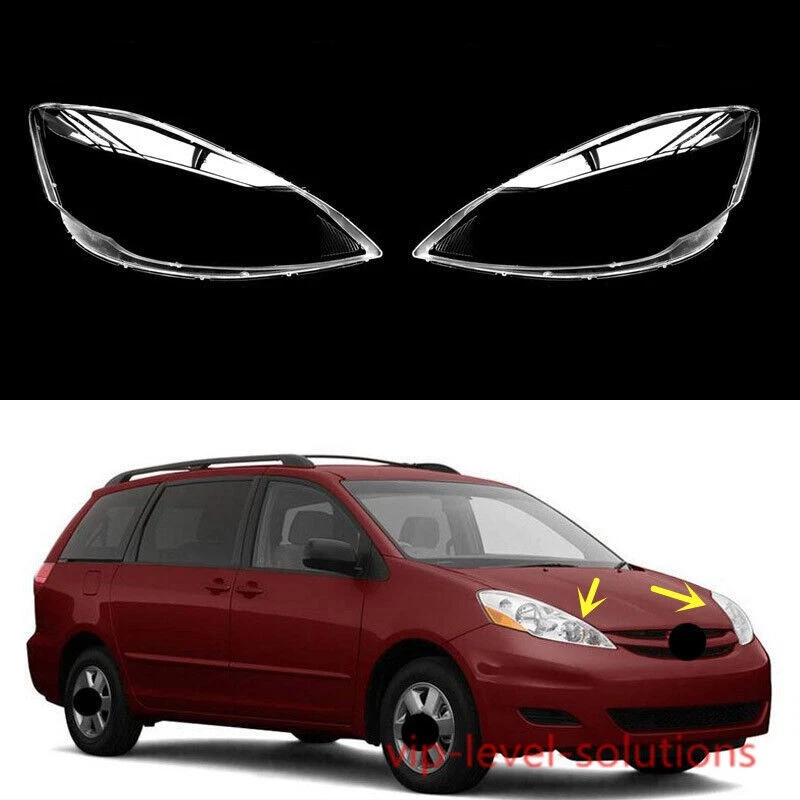 For Toyota Sienna 2006-2010 A Pair Headlight Lens Clear Cover + Sealant Glue - Imagem 1 de 4