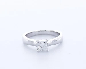 Klassischer Akzentring 0,7 kt zertifizierter natürlicher Diamant E/SI1 Princess-Schliff 14 K Gold - Bild 1 von 4