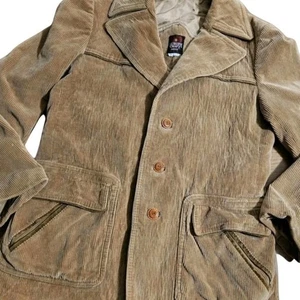 Vintage Europe Craft Corduroy Jacket Tan Wide Wale 70s Western Barn Coat Style L - Picture 1 of 5