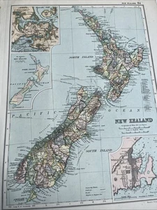 1900: Map Of New Zealand Bacon Antique Antiquarian Print GE #34 - Picture 1 of 5