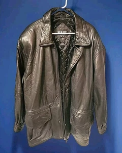 Marc New York Leather Jacket Mens Large Insulated Full Zip Biker Grunge Trucker - Picture 1 of 11