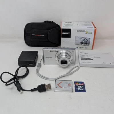 Sony DSC-W830 Cyber-Shot 20.1MP 8x Zoom Digital Camera Silver Tested Works - Image 1 of 4
