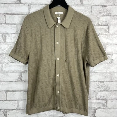 MADEWELL NUEVO SIN ETIQUETAS Para hombres Abotonado Texturizado Verde Rayas Suéter Polo MEDIANO NR330 Foto 1 de 4