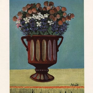 Still Life Print 'Vase with Flowers' Vintage c 1960s Hiltgund von Debschitz - Picture 1 of 10
