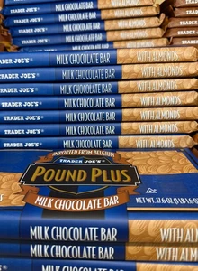 2 X Trader Joe's Pound Plus Belgium Milk Chocolate with Almonds Bars 17.6 oz ea - Picture 1 of 1
