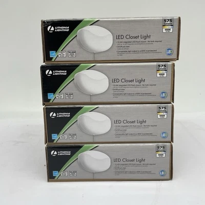 LOT OF 4 Lithonia Lighting 10-Watt White Integrated LED Flushmount Closet Light - Image 1 of 4
