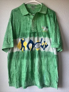 Polo Hooters Hula Bowl 1997 de colección 50 aniversario puntada única tie dye verde - Imagen 1 de 6