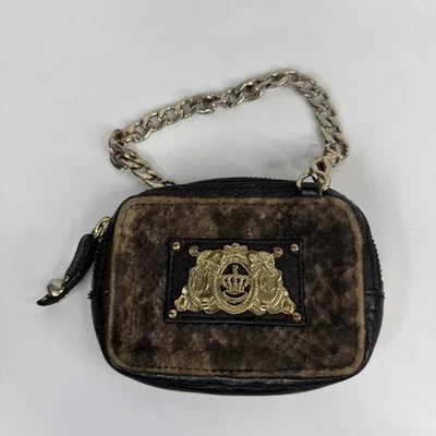 JUICY COUTURE Y2K Wristlet Bag  Wild Things Snake Print Velour Brown Black - Image 1 of 4