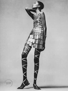 VTG Richard Avedon Print Donyale Luna Paco Rabanne Dress Duotone 1966 Mat 16x20 - Picture 1 of 2