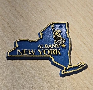 Vintage Albany New York NY Rubber Magnet State Maps Magnetic Collectible - Picture 1 of 3