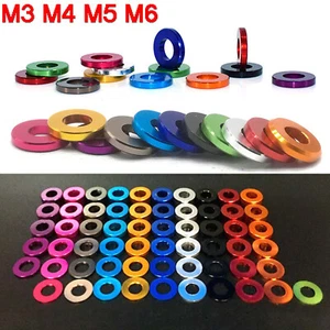 10X Multi Color RC Model Parts Aluminum Flat Plain washer gasket Anodized M3-M6 - Bild 1 von 14