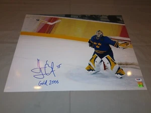 Henrik Lundqvist Signed Team Sweden 16x20 Photo 2006 Gold Auto PSA/DNA COA 1B - Picture 1 of 7
