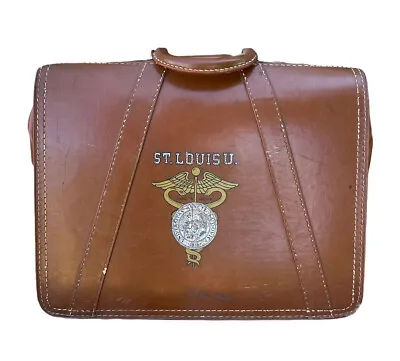 Vintage St Louis University Dentist School Leather Doctor Medical Bag Briefcase • 66.25$