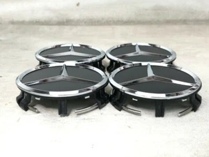 4 Pcs Black for Mercedes Benz Alloy Wheel Center Cover 75mm Badge Hub Emblem - Picture 1 of 2