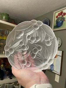 Set Of 2 Bountiful Frosted Raised Cherries Design by Mikasa Crystal 7.5" Plate - Picture 1 of 6