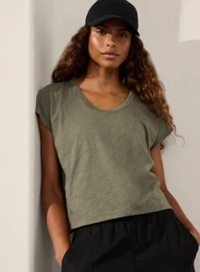 Athleta XL Classic Slub Tee Moss Green X-Large 624101012 - Picture 1 of 6