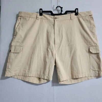 Harbor Bay Shorts Men's Beige Flat Front Cargo Shorts Size 52 Ajustable Waist - Image 1 of 4