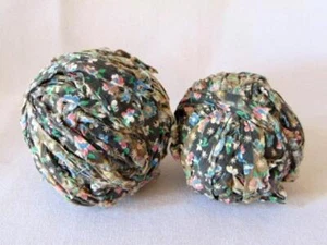 2 Antique Primitive Black Calico Cotton Fabric RAG BALLS, AMERICAN - Picture 1 of 3