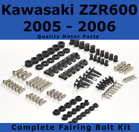 Kawasaki ZZR600 ZZ-R600 ZX-6E E1-E13 93-05 Stainless Fairing Bolt & Screen Bolts