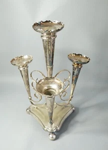 Jarrón flauta antiguo inglés EPNS plateado centro de mesa Epergne - Imagen 1 de 9