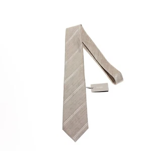 Tom Ford NWT Neck Tie in Beige/Brown with Stripes Silk/Linen Blend Made in Italy - Picture 1 of 9
